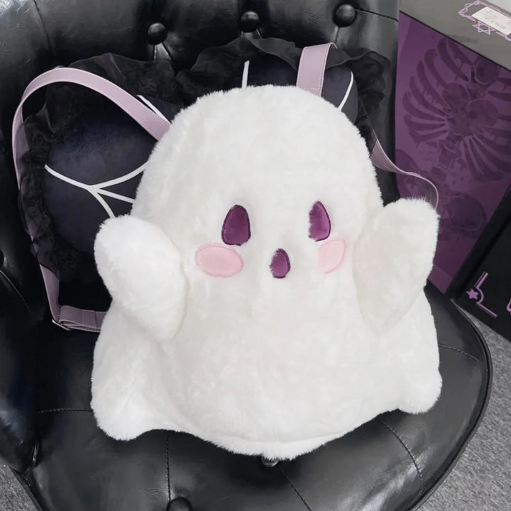 Cute Ghost Fluffy Backpack Pastel Kitten