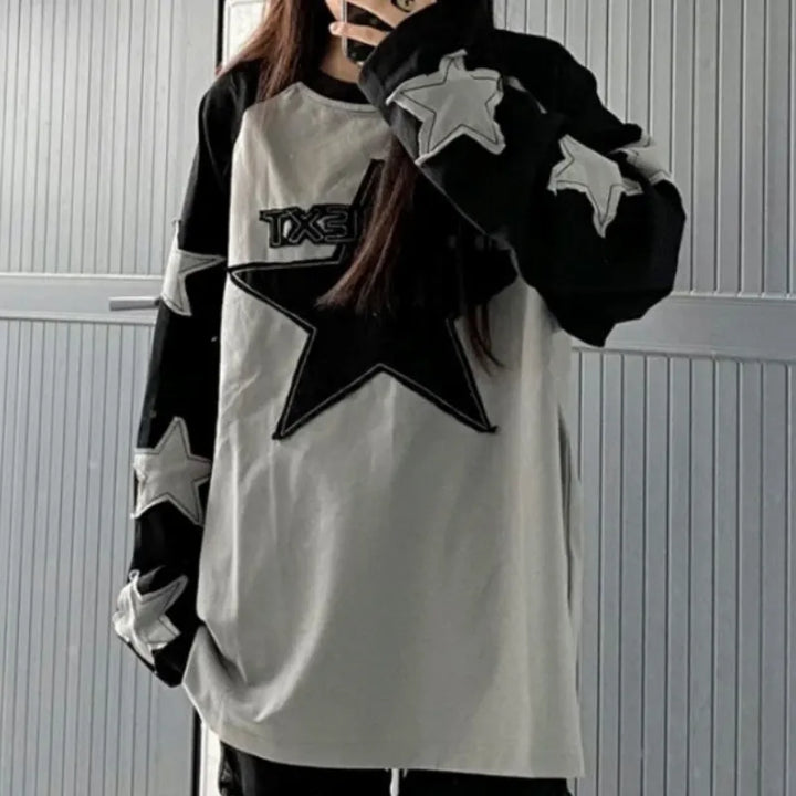 Harajuku Star Grunge Sweatshirt Pastel Kitten