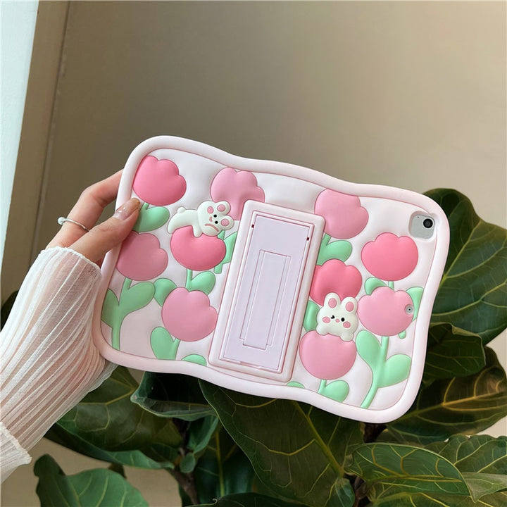 Flower Rabbit iPad Case Pastel Kitten
