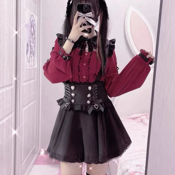 Gothic Lolita Outfit - Shirt & Skirt Pastel Kitten