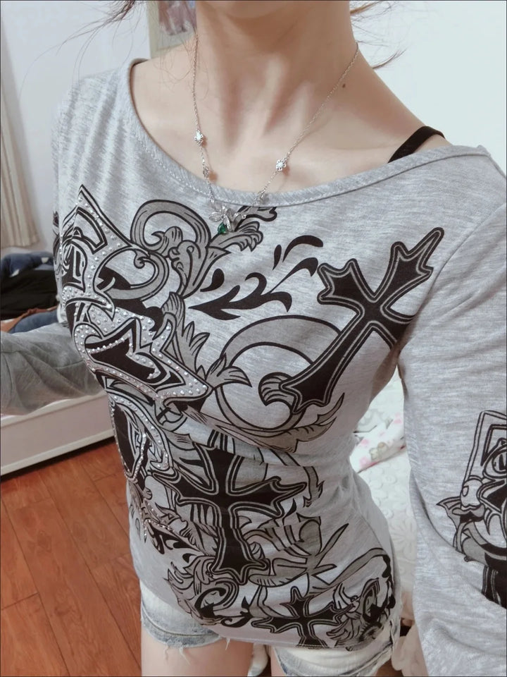 Retro Print One Slim Longsleeve Pastel Kitten