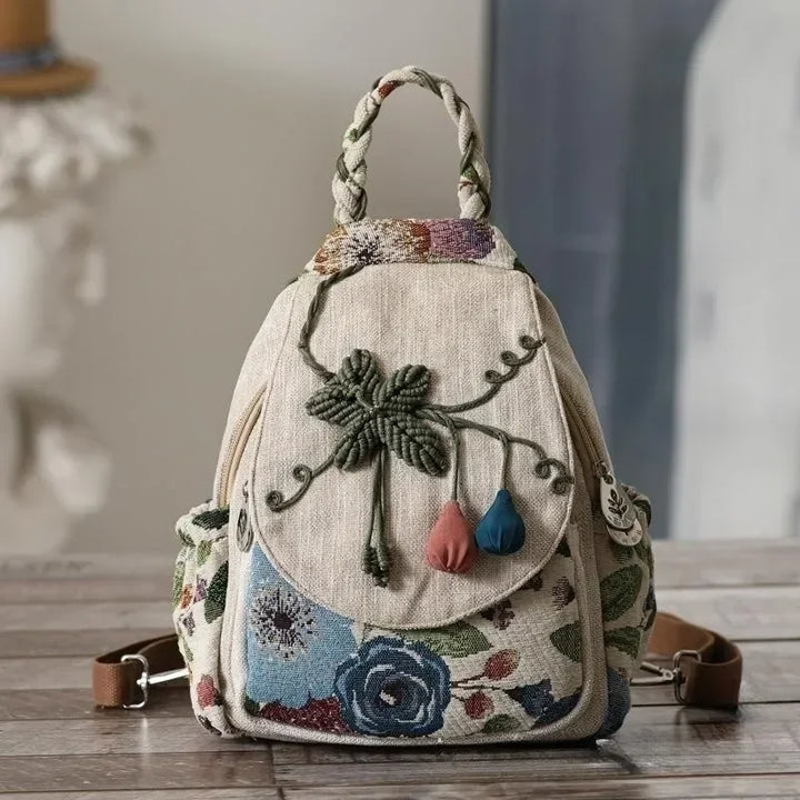 Cute Floral Backpack Pastel Kitten