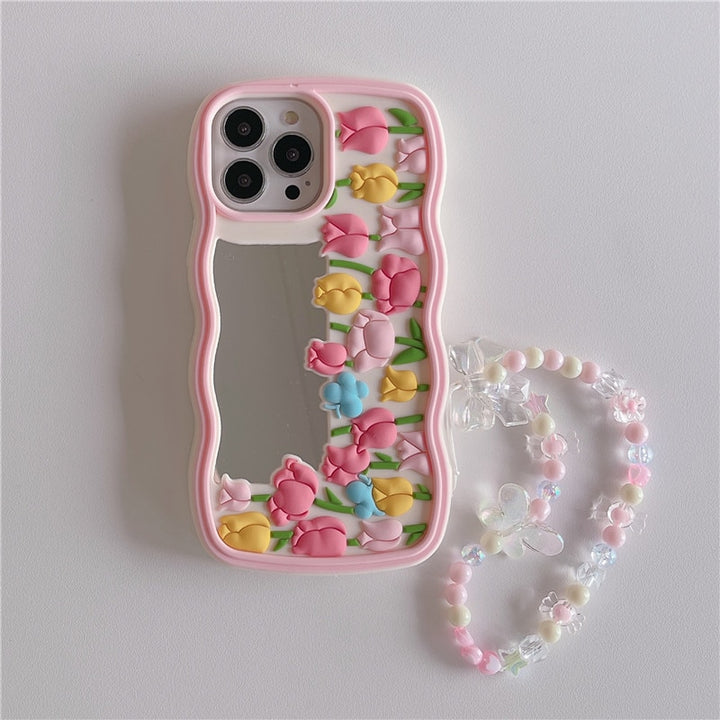 Cute Floral iPhone Case Pastel Kitten