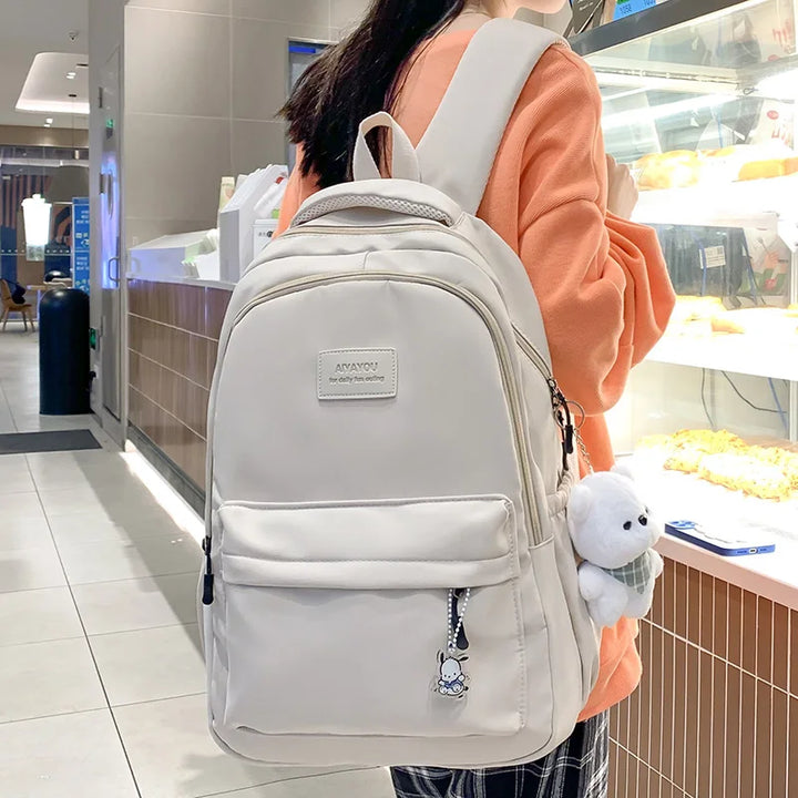 Cute Waterproof College Backpack Pastel Kitten