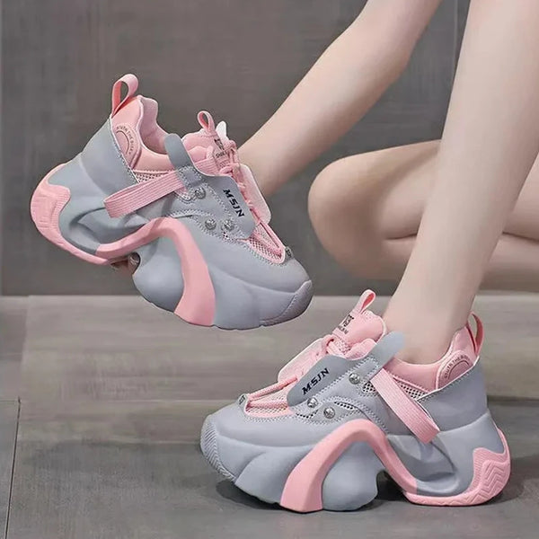 Chunky Mesh Platform Sneakers Pastel Kitten