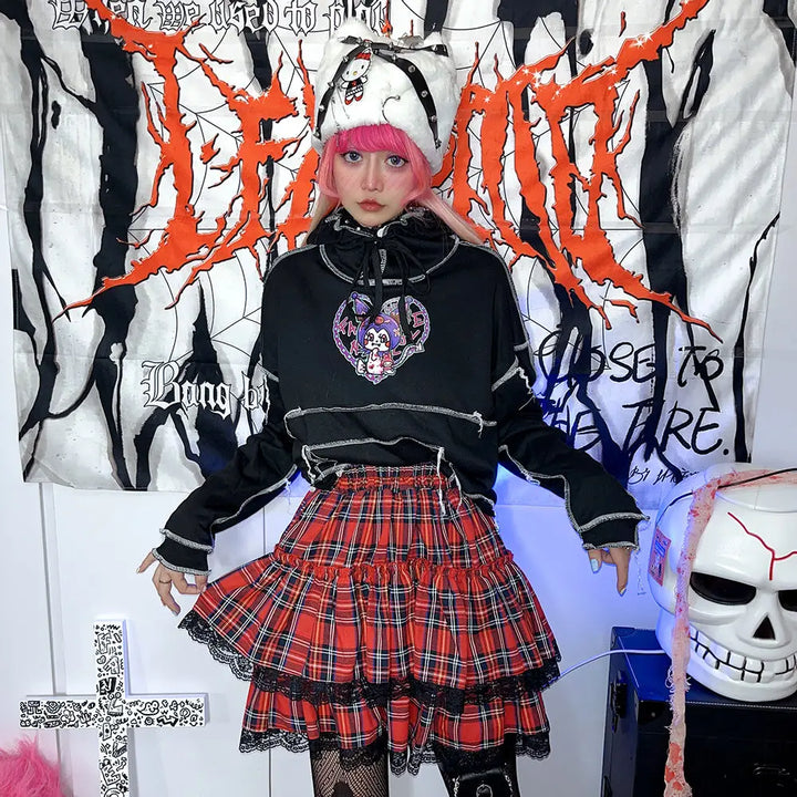 Japanese Preppy Style Skirt Pastel Kitten