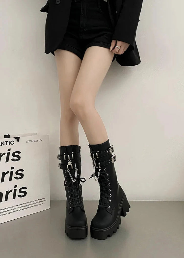 High Heel Gothic Boots Pastel Kitten