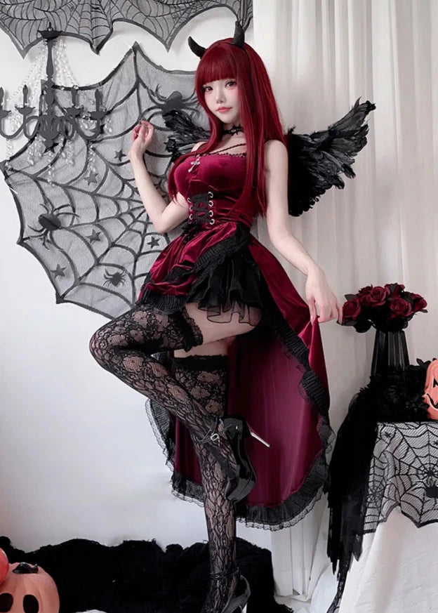 Gothic Halloween Outfit Set - Dress & Accessories Pastel Kitten