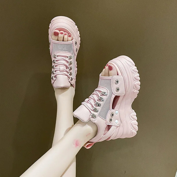 Cute High Platform Sandals Pastel Kitten