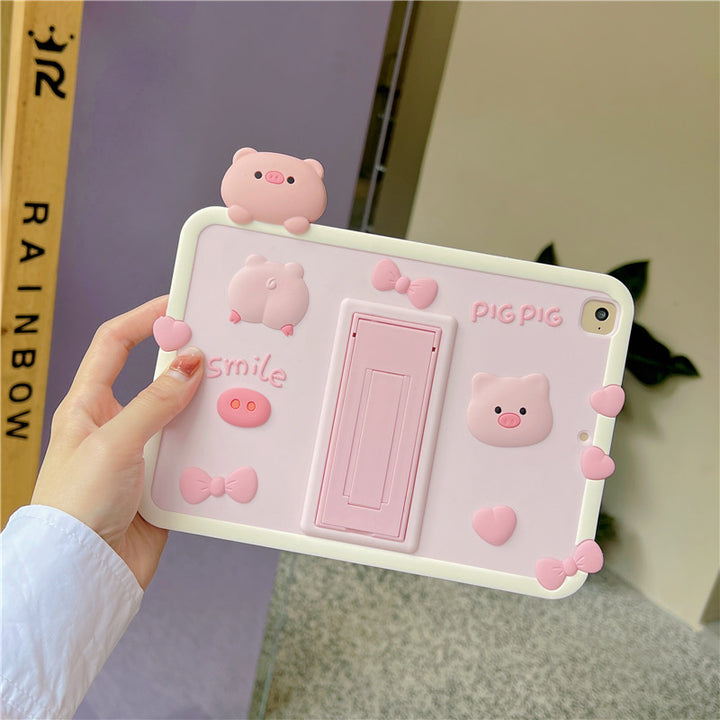 Cartoon Rabbit & Pig iPad Case Pastel Kitten