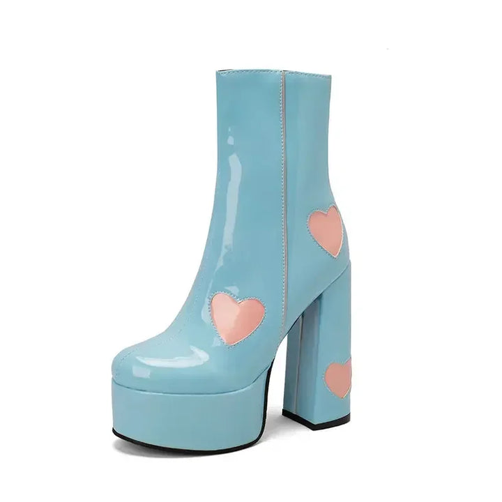 Kawaii Chunky High Heel Boots Pastel Kitten