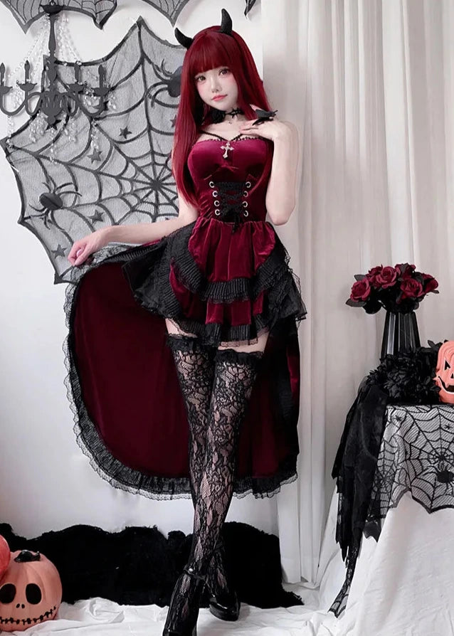 Gothic Halloween Outfit Set - Dress & Accessories Pastel Kitten