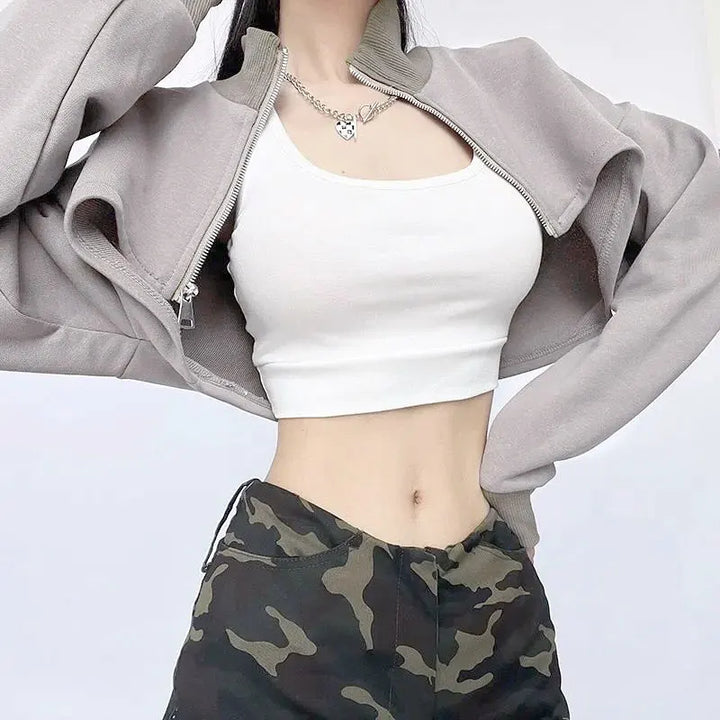 Korean Casual Cropped Sweatshirt Pastel Kitten