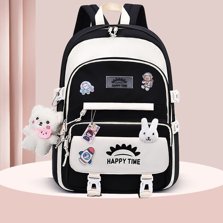 Cute Multi-Pocket Backpack Pastel Kitten