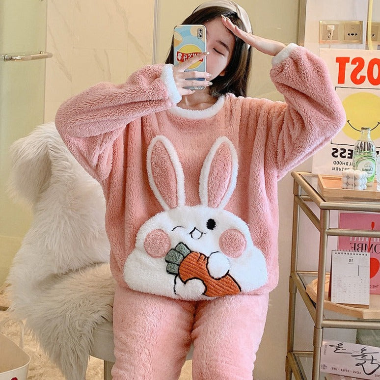 Pj Rabbit Cute Bunny Warm Pajamas - Pastel Kitten