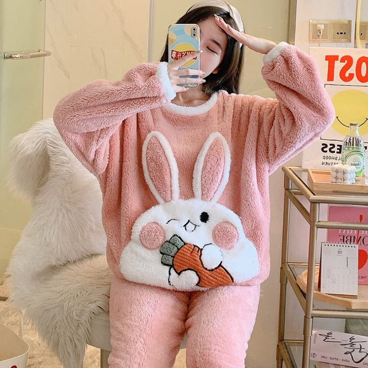 Cute Bunny Warm Pajamas Pastel Kitten