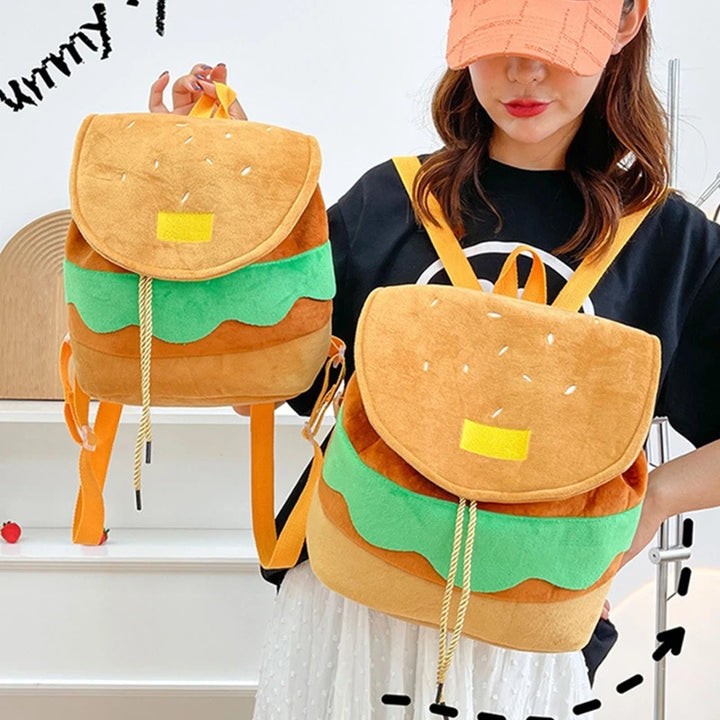 Cute Plush Burger Style Backpack Pastel Kitten