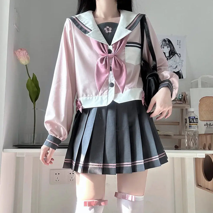 Kawaii Sailor Outfit Set - Shirt & Skirt Pastel Kitten