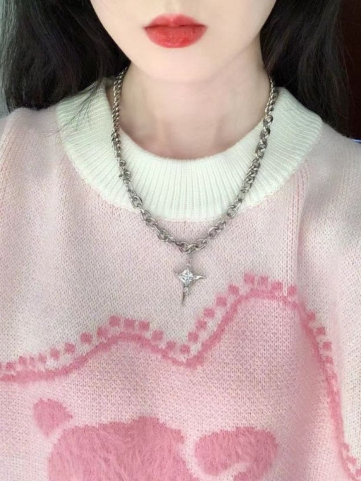 Kawaii Pink Bear Sweater Pastel Kitten