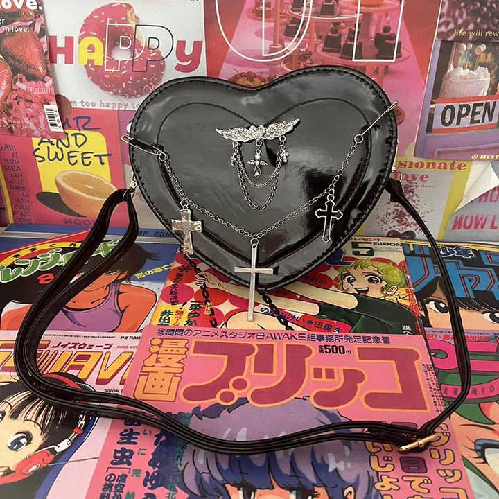 Gothic Heart Shaped Harajuku Handbag Pastel Kitten