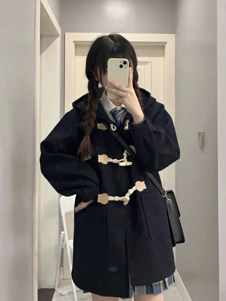 Cute Japanese Preppy Coat Pastel Kitten