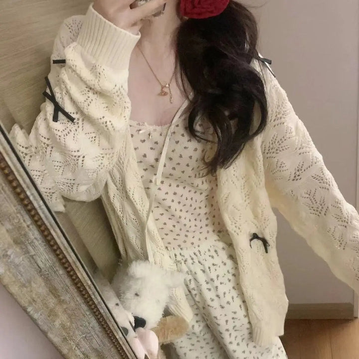 Cute Preppy Knit Cardigan Pastel Kitten