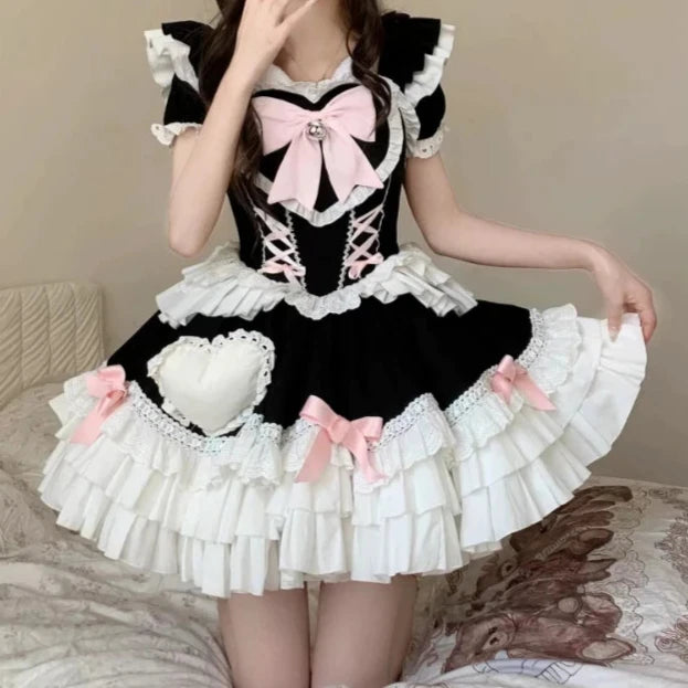 Vintage Lolita Mini Dress Pastel Kitten