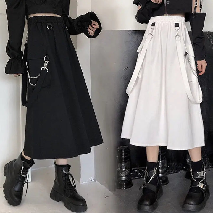 Techwear Retro Long Skirt Pastel Kitten