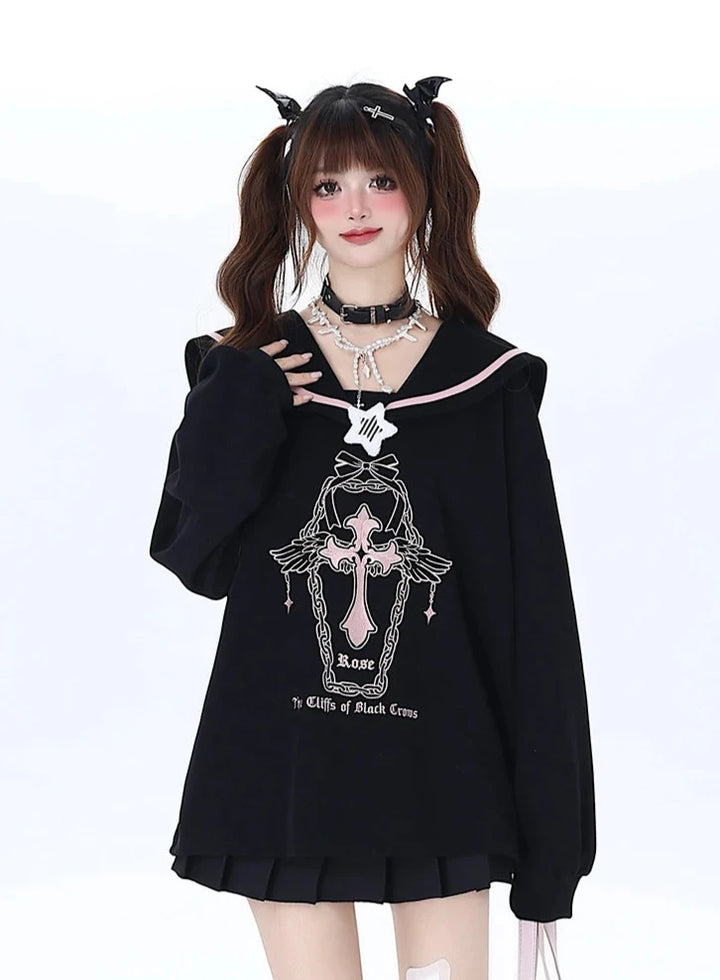 Pastel Gothic Oversized Sweatshirt Pastel Kitten