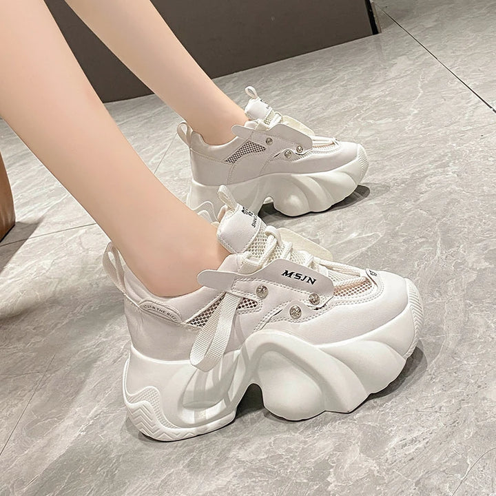 Chunky Mesh Platform Sneakers Pastel Kitten