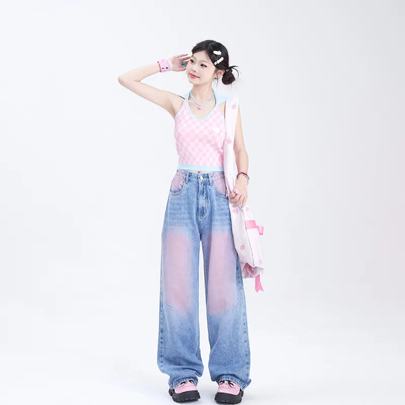 Streetwear Y2K Jeans - Pastel Kitten