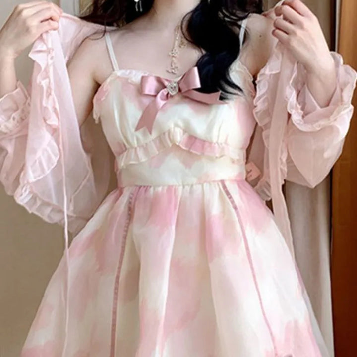 Sweet Fairy Floral Outfit Set - Dress & Blouse Pastel Kitten