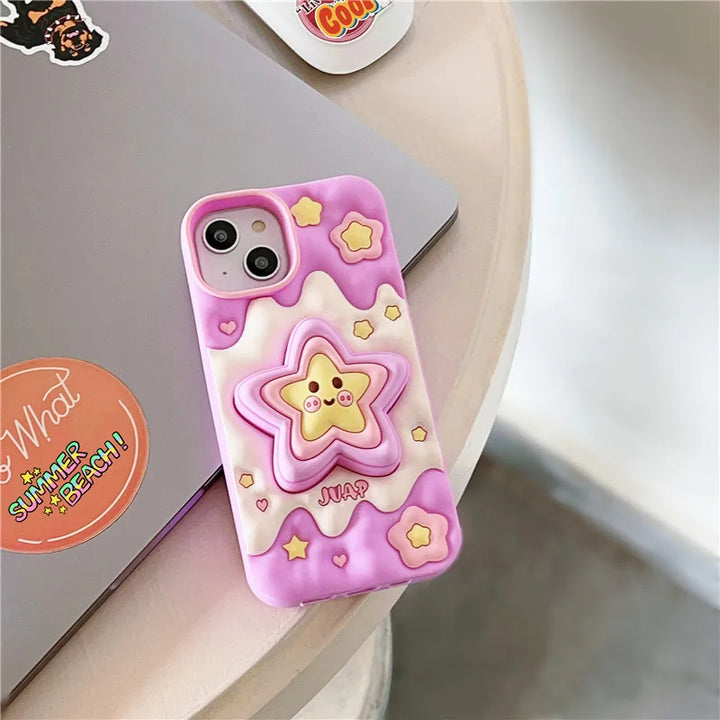 Kawaii 3D Star iPhone Case Pastel Kitten