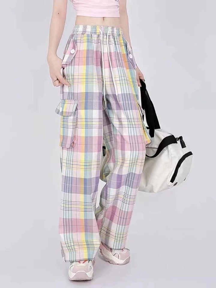 Cute Y2K Baggy Cargo Pants Pastel Kitten