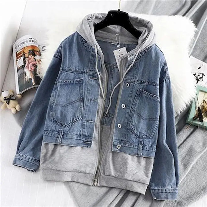 Korean Two-Piece Jean Jacket Pastel Kitten