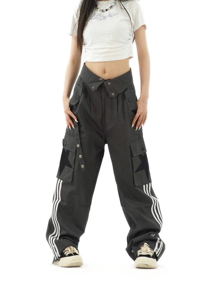 Y2K Parachute Cargo Pants Pastel Kitten