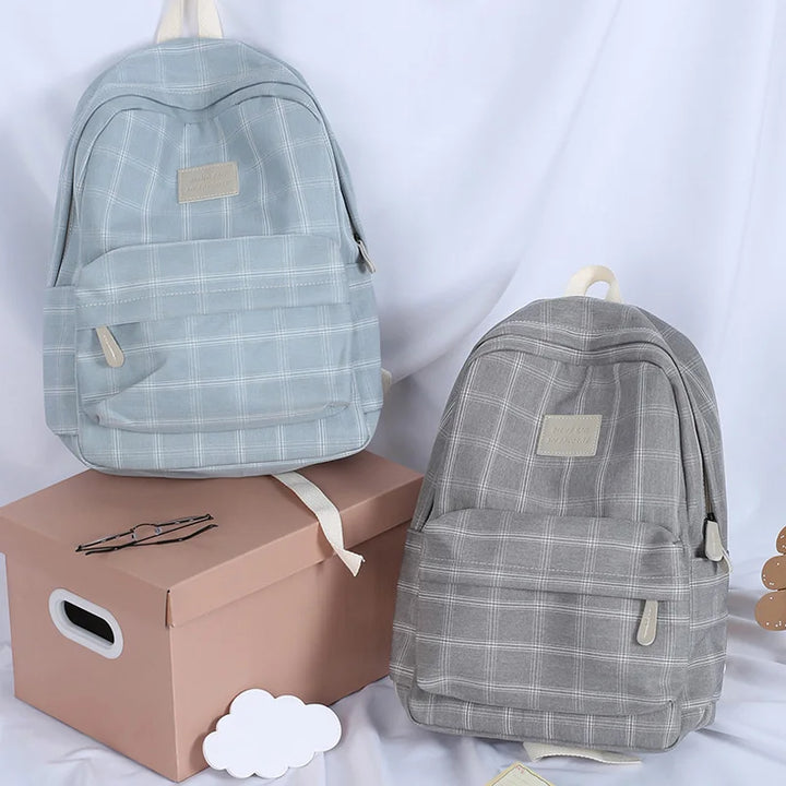 Casual Striped School Backpack Pastel Kitten