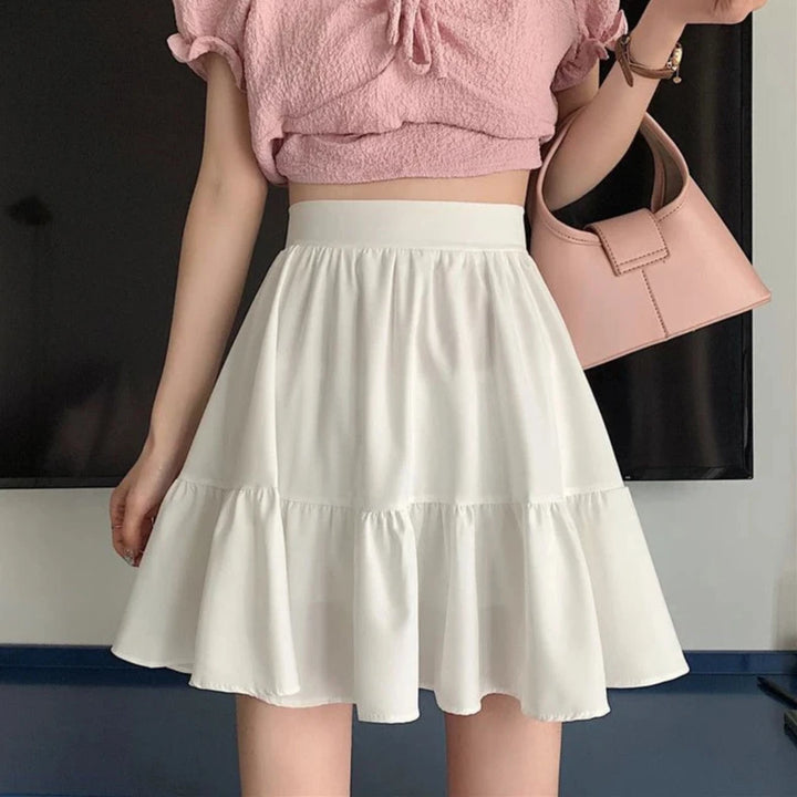 Korean Preppy Mini Skirt Pastel Kitten