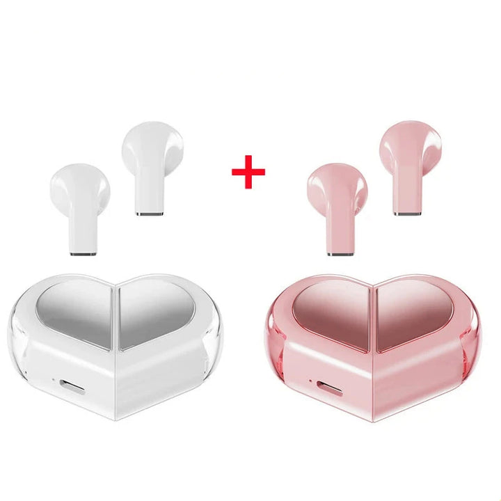 Cute Heart Shaped Wireless Earbuds Pastel Kitten