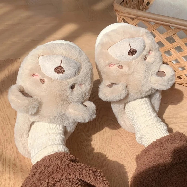 Kawaii Bear Winter Slippers Pastel Kitten
