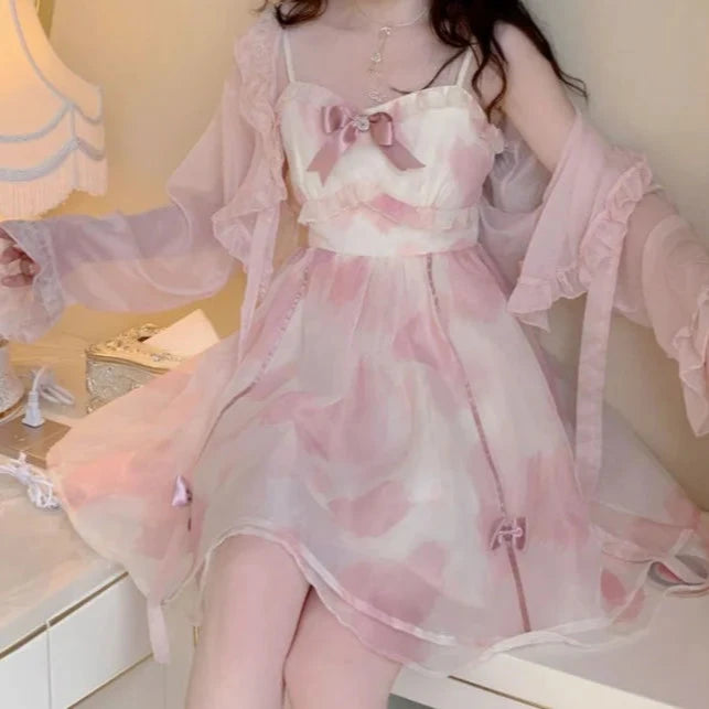 Sweet Fairy Floral Outfit Set - Dress & Blouse Pastel Kitten