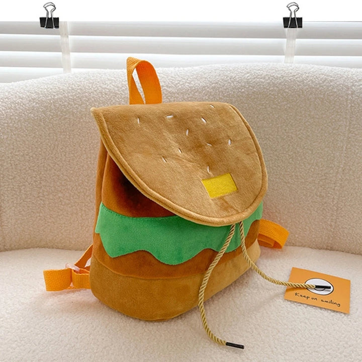 Cute Plush Burger Style Backpack Pastel Kitten