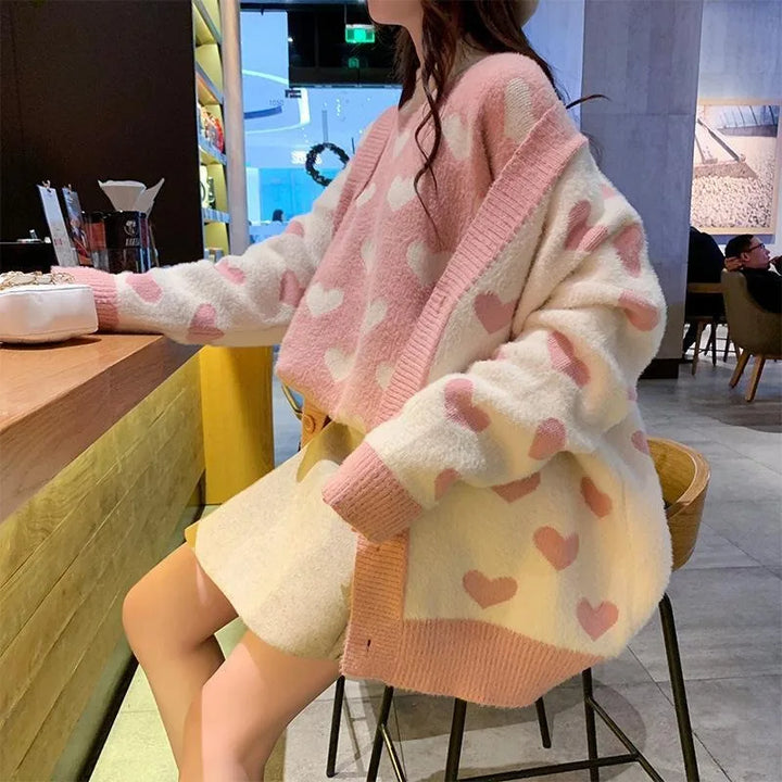 Korean Cute Loose Cardigan Pastel Kitten