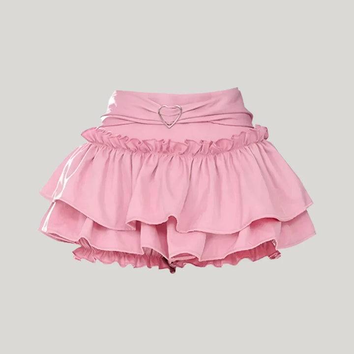 Cute Layered Mini Skirt Pastel Kitten