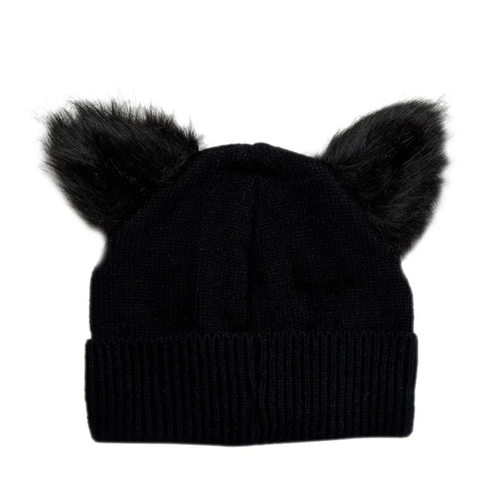Cat Ears Knitted Winter Hat Pastel Kitten