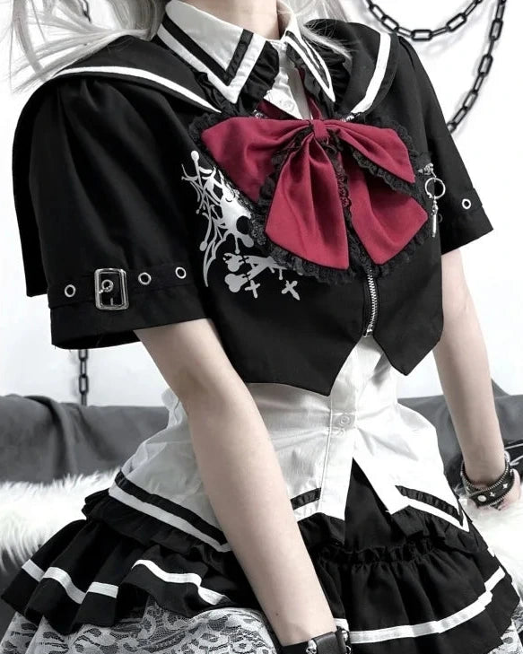 Gothic Lolita Outfit Set - Blouse & Skirt Pastel Kitten