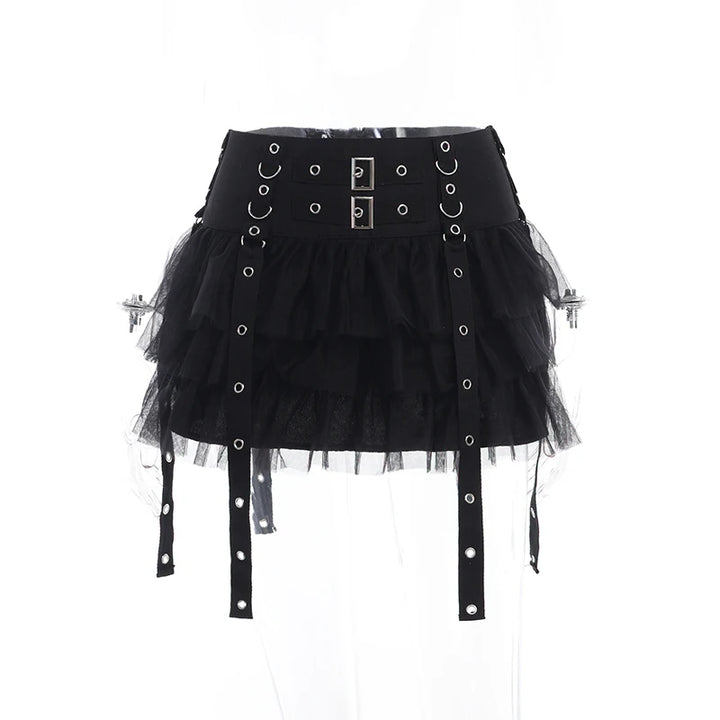 Punk Style Mesh Cake Skirt Pastel Kitten