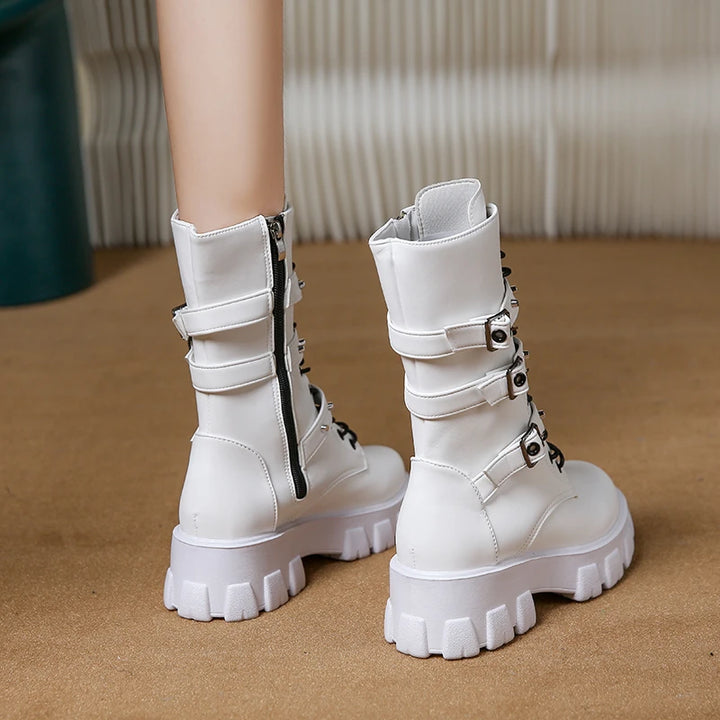 Chunky Heel Goth Boots Pastel Kitten