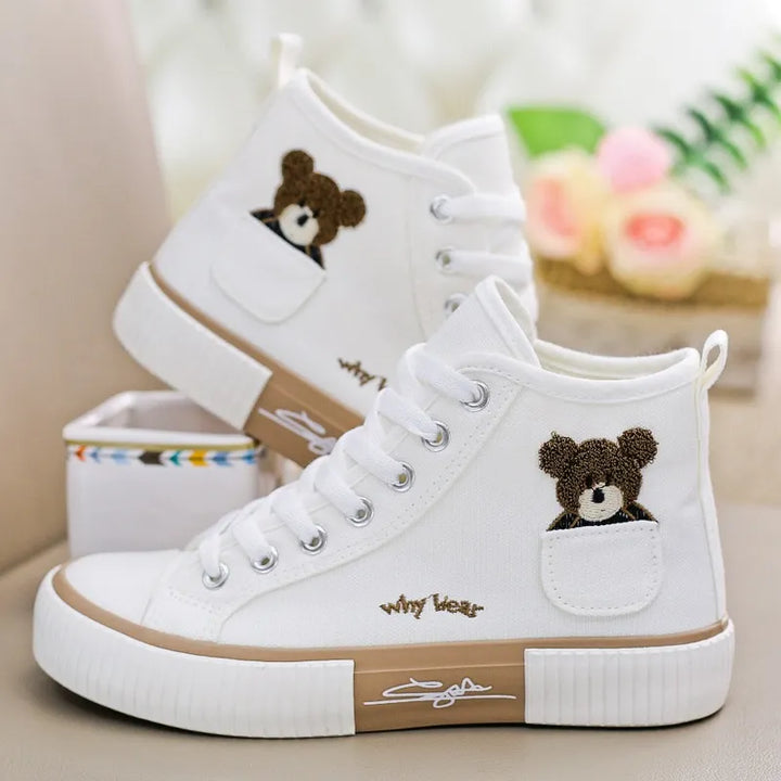 Bear Canvas High-top Sneakers Pastel Kitten