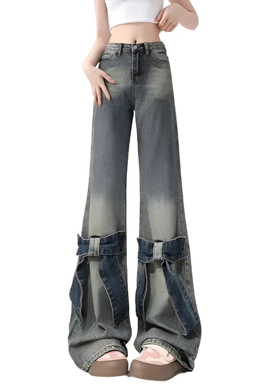 Y2K Punk Flare Jeans Pastel Kitten